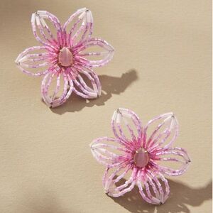 Anthropologie flower earrings in light pink. Brand new!